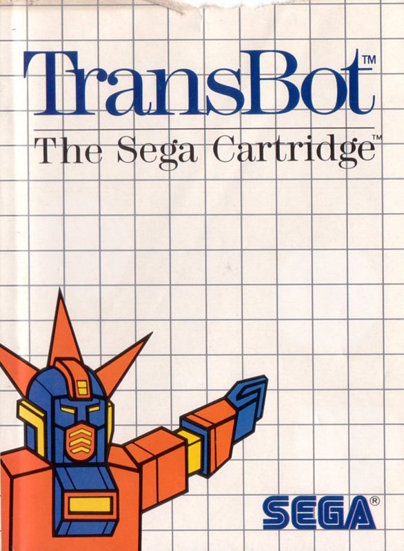 Portada del videojuego TransBot. En ella se ve un robot naranja y azul estirando su brazo izquierdo